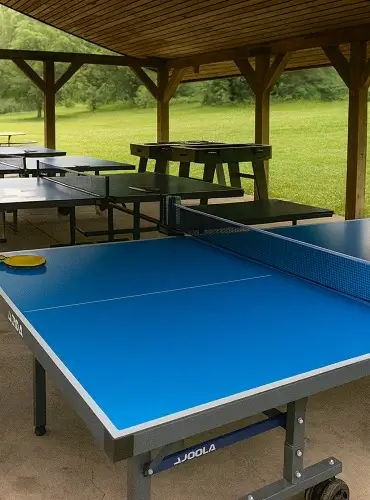 Ping Pong Table Rentals in Minnesota and Midwest States Ping pong table setup for indoor and outdoor rentals in Minnesota, Wisconsin, Iowa, North Dakota, and South Dakota.